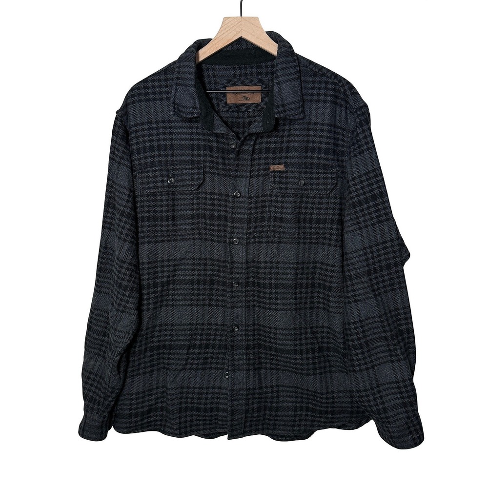 ORVIS Classic Collection Mens Plaid Flannel Shacket XXL Gray Black Heavy Outdoor